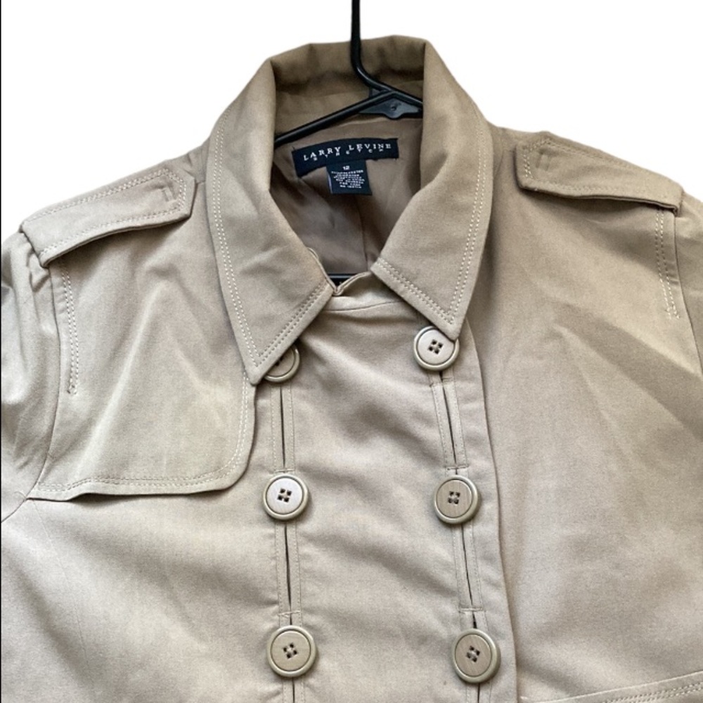LARRY LEVINE Stretch Short Trench Jacket Sz 12 - Picture 3 of 5